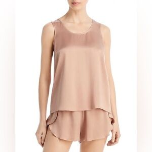 Lunya Washable Silk Tulip Pajama Set S Blush Tank Shorts Luxury Sleep